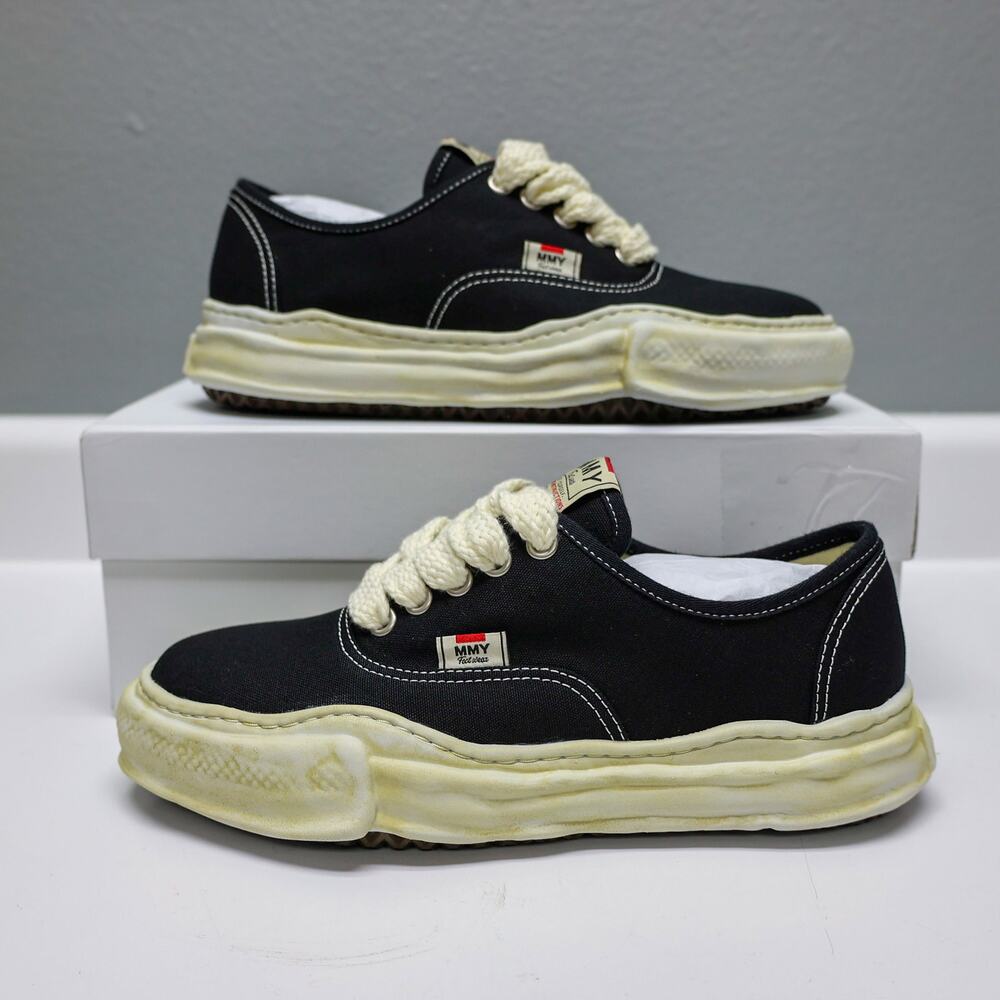 Canvas Low-Top Sneakers in Black with Cream Sole